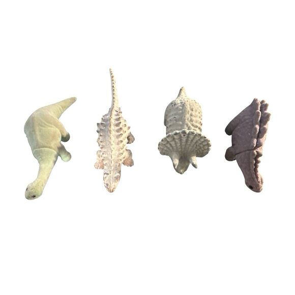 VTG Flocked Fuzzy Velvet Lot Of 4 Dinosaurs Action Figures - Picture 3 of 3